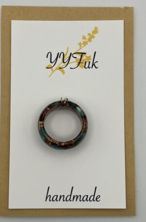 ブルージルコンとブラウンレジンのコンビ / レジン指輪 / L's 160 Yuu Yuu Fukuoka handmade Accessories Shop