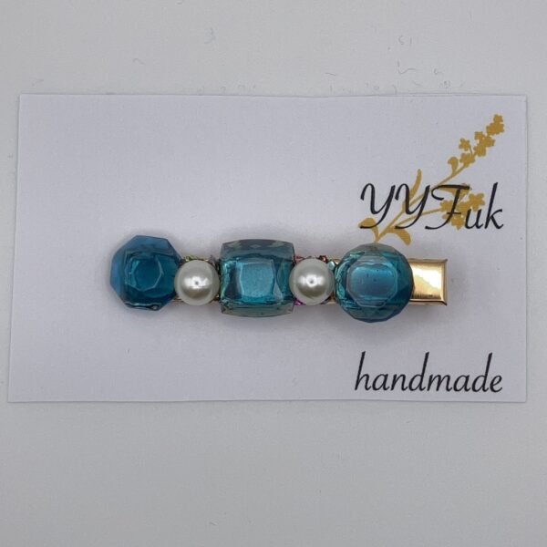 エメラルドの夢Vol.2 / ヘアクリップ 青 / L‘s 044 YOU & YUU Fukuoka Handmade Accessories Shop