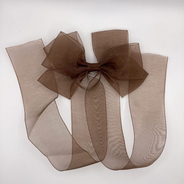 ブラウンオーガンジーリボン / リボンバレッタ / Nancy 046 YOU & YUU Fukuoka Handmade Accessories Shop