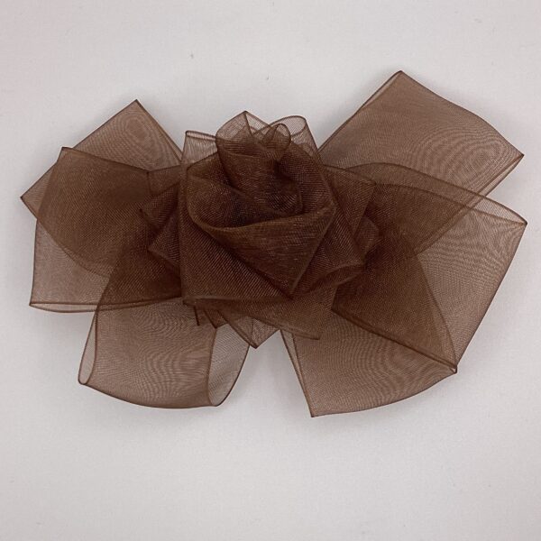 ブラウンオーガンジーリボン / リボンバレッタ / Nancy 060 YOU & YUU Fukuoka Handmade Accessories Shop