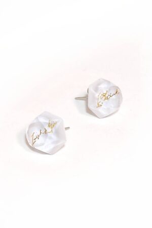 White hexagon / レジンピアス / L's 145