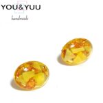 ゴールドの陽差し＊シェル＆金箔入りレジンピアス / レジンピアス / L's 106