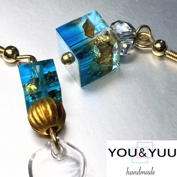 Blue Asymmetric / レジンピアス / L's 141 - 画像 (4)
