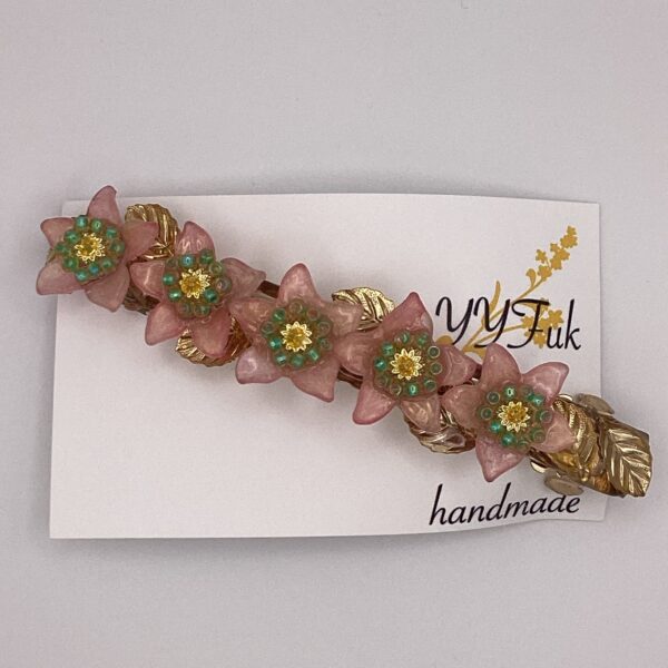 花々の囁き クルクマVer. / レジンバレッタ / keita 040 YOU & YUU Fukuoka Handmade Accessories Shop