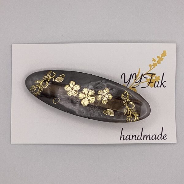 Nemophila -可憐なる黒- / レジンヘアクリップ / Meipuru 010 YOU & YUU Fukuoka Handmade Accessories Shop