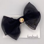 ブラックオーガンジーリボン / リボンバレッタ / Nancy 079 YOU & YUU Fukuoka Handmade Accessories Shop