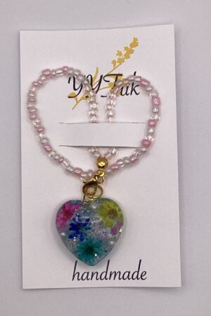 Heart shaped pink sparkleレジンストラップ / sino / bu 157