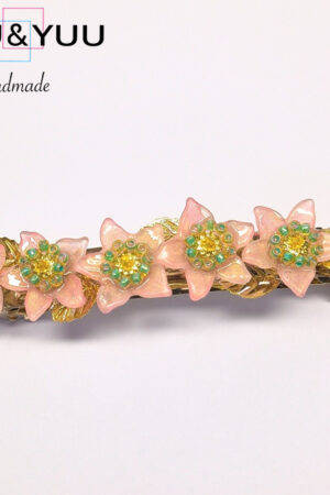 花咲くパールピンクのレジンバレッタ / レジンバレッタ / keita 040