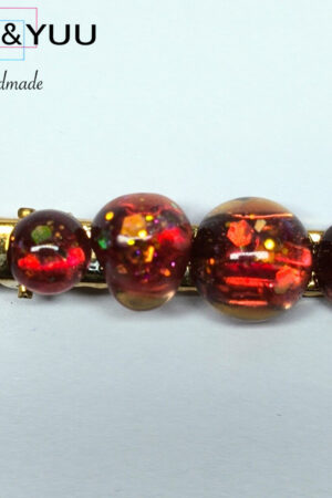 紅のラメビーズクリップ / レジンヘアクリップ / Ls 042