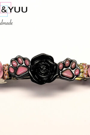 ローズ＆肉球デザイン バレッタ / レジンバレッタ / Meipuru 004