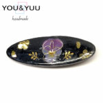 ブラックレジンヘアクリップ　花と金の彩り / レジンヘアクリップ / Meipuru 015