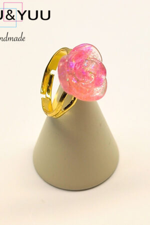 ロマンティックピンクローズリング / レジン指輪 / Meipuru 037
