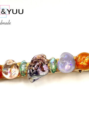 アメジストカラー＆アンバーレジンクリップ - 幻想的な輝き - / レジンヘアクリップ / Ls 242