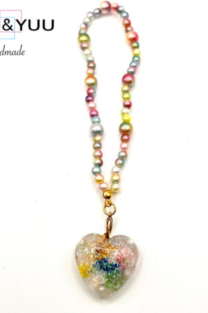 パールビーズ♡ハートレジンの夢色ストラップ  / レジンストラップ / sinobu 262