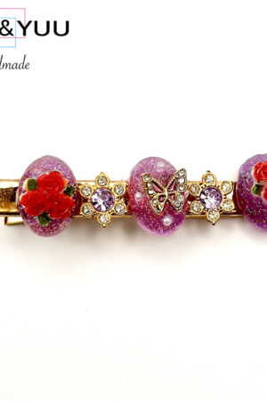 大人可愛いバタフライ＆ローズ レジンクリップ / レジンヘアクリップ / sinobu 293