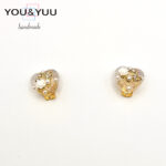 ローズ＆パールのハートイヤリング / レジンイヤリング / sinobu 369