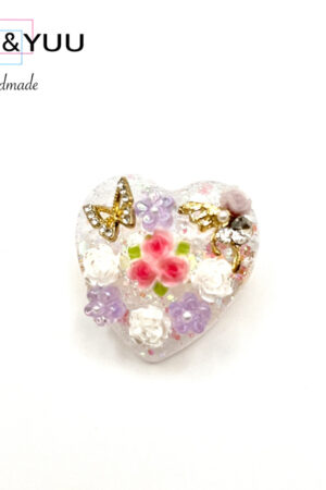 ドリーミーフラワーハートブローチ / レジンブローチ / sinobu 386