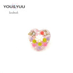 フェミニンフラワーハートのレジンアクセサリー / レジンブローチ / sinobu 417