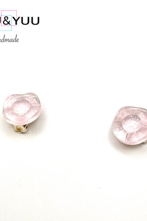 【大人可愛い】うるつやピンクレジンのシンプルクリップイヤリング / レジンイヤリング / Ls 292