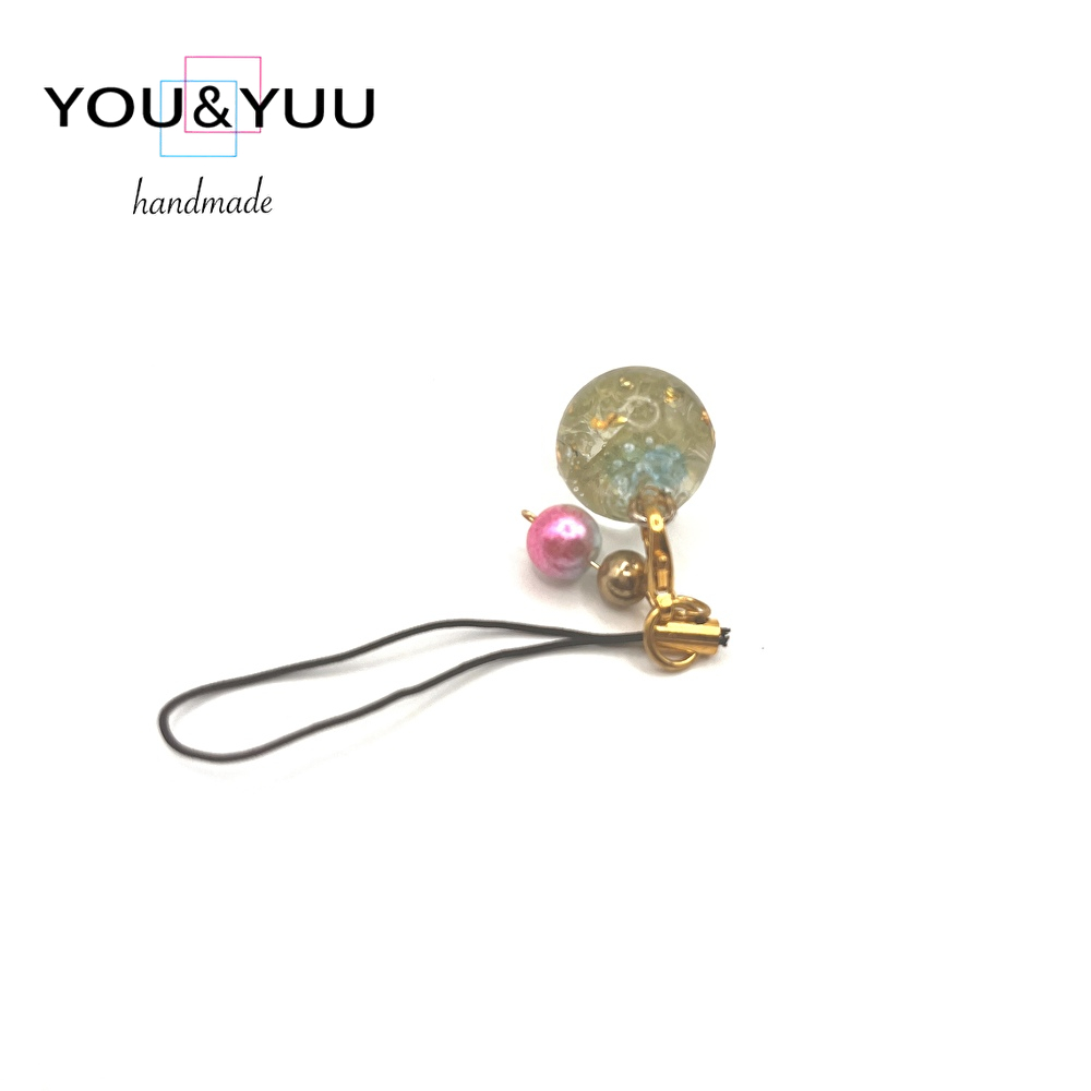 【空色の宝珠】金箔入りオーロラレジンの華奢ストラップ / レジンストラップ / Ls 248 - 画像 (5)